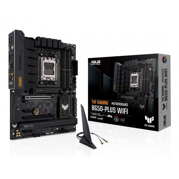 ASUS TUF Gaming B650-Plus WiFi - scheda madre - ATX - Socket AM5 - Chipset AMD B650 - USB-C 3.2 Gen 2x2, USB 3.1 Gen 2, USB 3.2 Gen 2, USB-C 3.2 Gen2, USB-C 3.2 Gen 1 - 2,5 Gigabit LAN, Wi-Fi 6, Bluetooth - scheda grafica integrata (CPU richiesta)