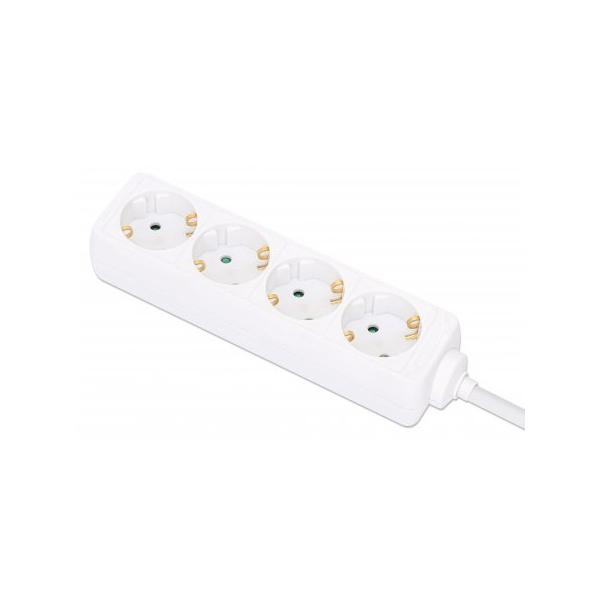 Manhattan Power Distribution Unit EU (2 pin), x4 gang/uscita, cavo da 2 m, 16 A, bianco, prolunga, PDU, ciabatta, tre anni di garanzia - Ciabatta - CA 220-250 V - 3680 Watt - Ingresso, ingresso tipo F - Connessioni di uscita: 4 (tipo F)