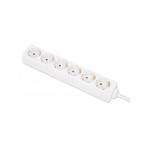 Manhattan Power Distribution Unit EU (2 pin), x6 gang/uscita, cavo da 2 m, 16 A, bianco, prolunga, PDU, ciabatta, tre anni di garanzia - Ciabatta - CA 220-250 V - 3680 Watt - Ingresso, ingresso tipo F - Connessioni di uscita: 6 (tipo F)