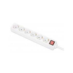 Manhattan Power Distribution Unit EU (2 pin), x6 gang/uscita con interruttore on/off, cavo da 2 m, 16 A, bianco, prolunga, PDU, presa multipla, tre anni di garanzia - presa multipla - con interruttore - CA 220-250 V - 3680 Watt - ingresso, tipo ingresso F - uscita ans