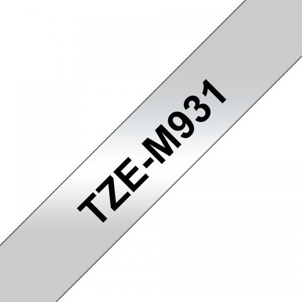 Brother TZe-M931 - Nero su argento (opaco) - Rotolo (1,2 cm x 8 m)