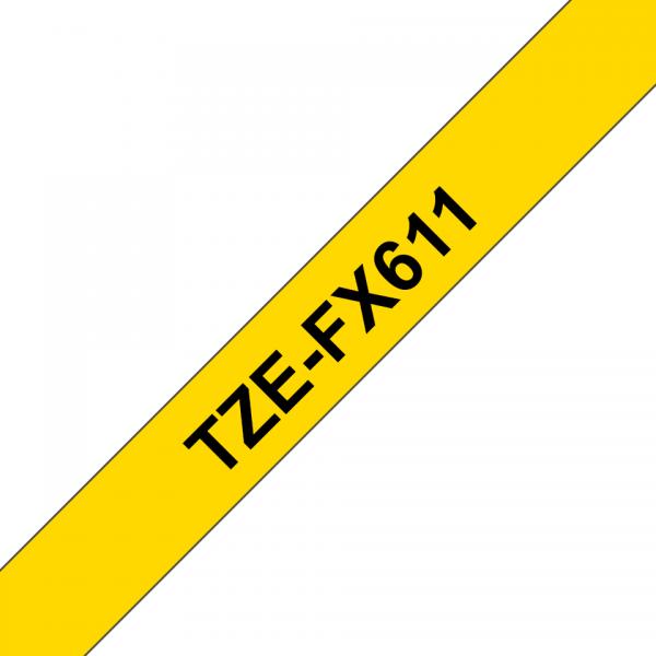 Brother TZe-FX611 - Nero su giallo - Rotolo (0,6 cm x 8 m)