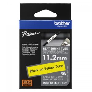 Brother HSe-631E - Nero su giallo - Rotolo (1,12 cm x 1,5 m)
