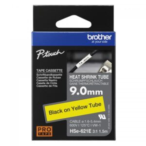 Brother HSe-621E - Nero su giallo - Rotolo (0,9 cm x 1,5 m)