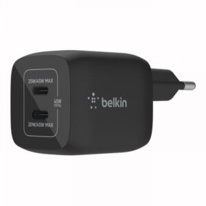 Belkin BoostCharge Pro - Alimentatore - Tecnologia PPS e GaN - 45 Watt - 3 A - Ricarica rapida, PD 3.0 - 2 porte di uscita (2 x USB-C)