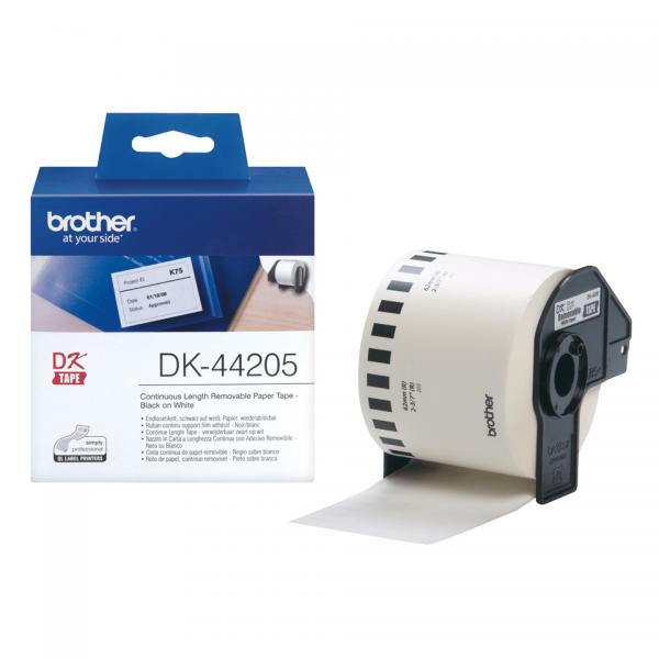 Brother DK44205 - Adesivo rimovibile - Bianco - Rotolo (6,2 cm x 30,5 m)