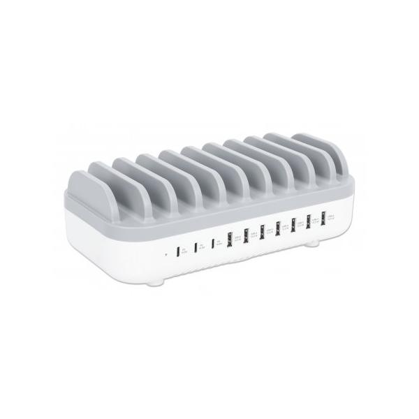 Stazione di ricarica Manhattan, 10 porte: 3 USB-C (fino a 18 W PD)