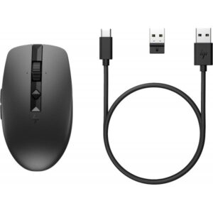 HP 710 - mouse - ricaricabile - 7 pulsanti - wireless - Bluetooth 5.3, 2,4 GHz - ricevitore wireless (USB)