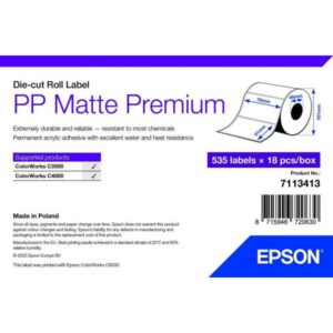 Epson Premium - Polypropylen (PP) - matt - permanenter Acrylklebstoff - 76 x 51 mm 9630 Etikett(en) (18 Rolle(n)
