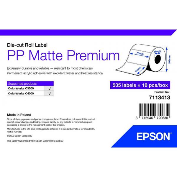 Epson Premium - Polypropylen (PP) - matt - permanenter Acrylklebstoff - 76 x 51 mm 9630 Etikett(en) (18 Rolle(n)