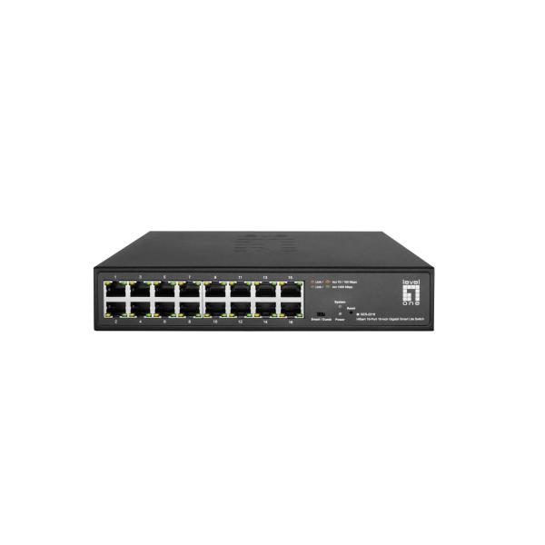 Livello Uno Hilbert 10? Switch Gigabit Smart Lite a 16 porte, 16 x Gigabit RJ45 (10/100/1000), Gestito, L2, Gigabit Ethernet (10/100/1000), Full Duplex, Montaggio in rack