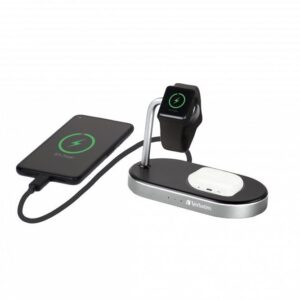 Caricabatterie wireless Verbatim - 3 in 1 + adattatore di alimentazione CA