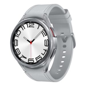 Samsung Galaxy Watch6 Classic - 47 mm - intelligente Uhr mit Band - Hybrid-Eco-Leder - Silber - Bandgröße: M/L - Anzeige 3.73 cm (1.5")