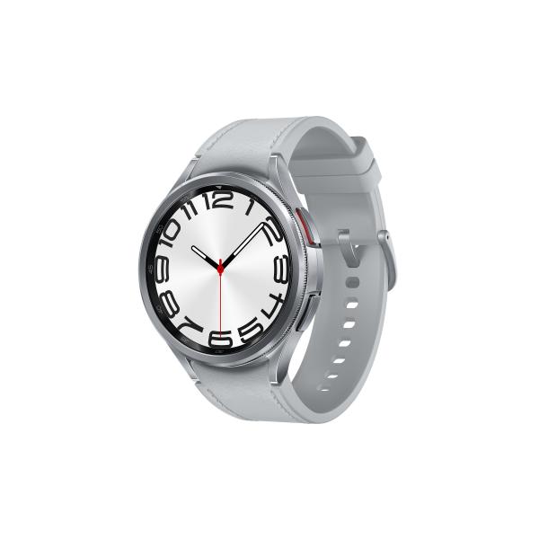 Samsung Galaxy Watch6 Classic - 47 mm - smartwatch con cinturino - ecopelle ibrida - argento - misura cinturino: M/L - display 3,73 cm (1,5")