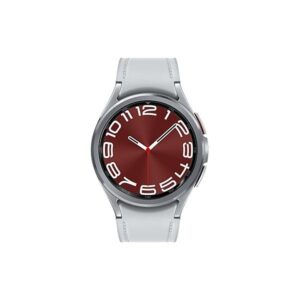 Samsung Galaxy Watch6 Classic - 43 mm - intelligente Uhr mit Band - Hybrid-Eco-Leder - Silber - Bandgröße: S/M - Anzeige 3.33 cm (1.3")