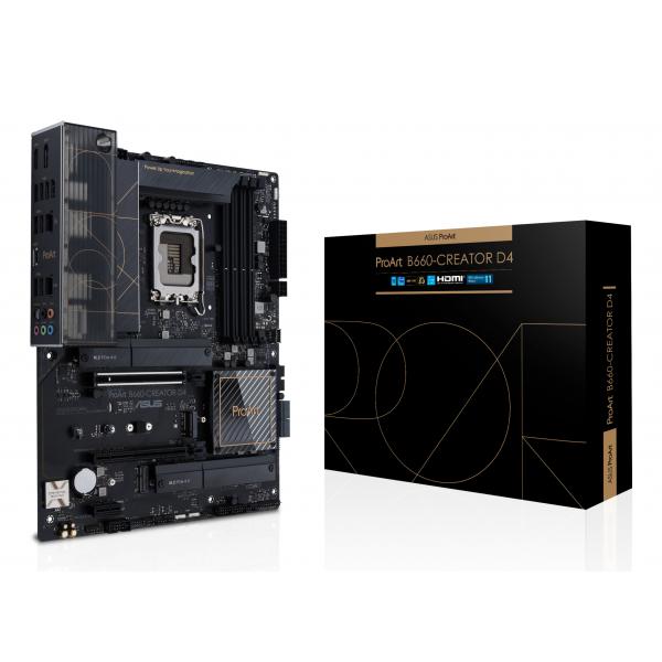ASUS ProArt B660-CREATOR D4 - scheda madre - ATX - presa LGA1700 - chipset B660 - USB 3.2 Gen 1, USB 3.2 Gen 2, USB-C 3.2 Gen 2x2 - Gigabit LAN, 2.5 Gigabit LAN - grafica integrata (CPU richiesta)