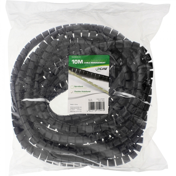 Canalina/tubo flessibile per cavi InLine 10 m - nero - 15 mm