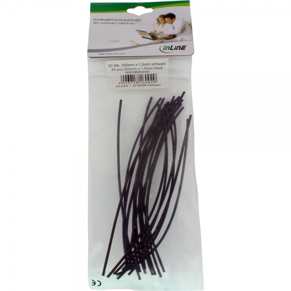 Guaina termorestringente InLine lunga 200 mm - 1,5 mm > Confezione da 20 da 0,75 mm