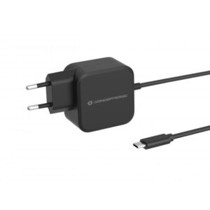 Conceptronic OZUL04BE Caricatore USB PD GaN da 67 W, cavo USB-C integrato, per interni, CA 21 V, 1,8 m, Nero