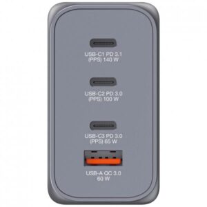 Alimentatore Verbatim - GaN - 240 Watt - 5 A - Power Delivery 3.1, QC 3.0, PD 3.0, PD/PPS - 4 porte di uscita (3 x USB-C, USB Type A)