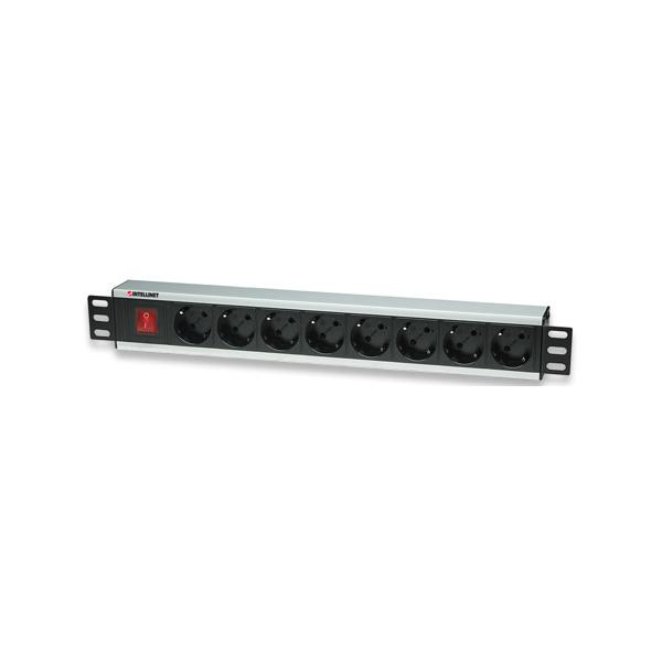 Intellinet 19quot; Multipresa a 8 vie per montaggio su rack - Tipo tedesco, con interruttore on/off, senza protezione da sovratensione - Multipresa (montabile su rack)