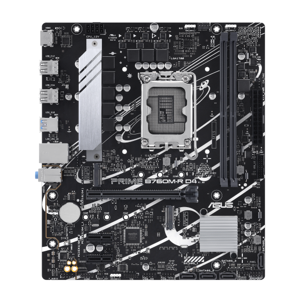 ASUS PRO B760M-R D4 - scheda madre - micro ATX - presa LGA1700 - chipset B760 - USB 3.2 Gen 1 - 2.5 Gigabit LAN - grafica integrata (CPU richiesta)