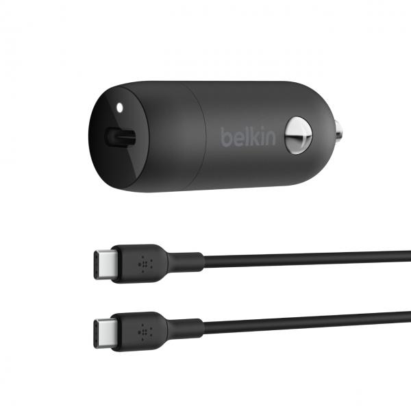 Belkin BoostCharge - Alimentatore per auto - 30 Watt - 3 A - Ricarica rapida, Power Delivery 3.1 (USB-C a 24 pin)