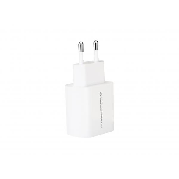 Caricabatterie USB-C PD Conceptronic a 1 porta da 20 W, per interni, CA, 12 V, bianco