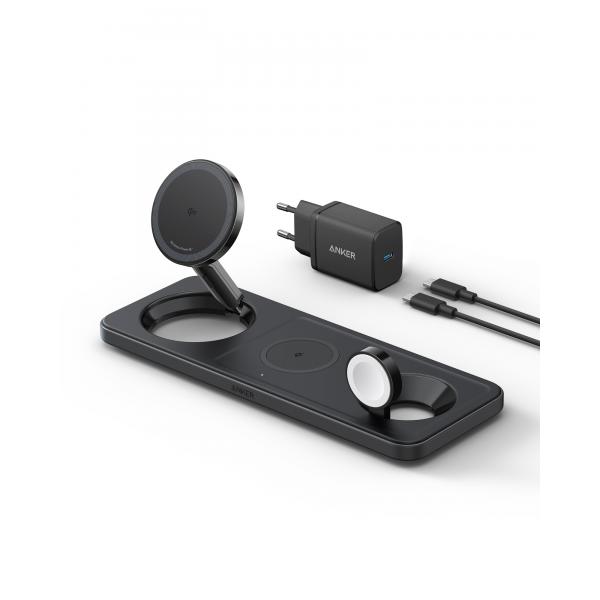 Anker Innovations Anker MagGo - Tappetino di ricarica induttivo - 3 in 1 + alimentatore CA