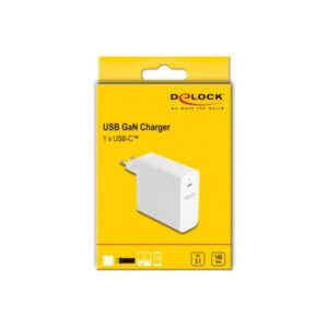 Delock Caricatore USB GaN 1 x USB Type-C PD 3.1 da 140 W, da interno, CA, 28 V, bianco