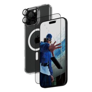 PanzerGlass ® 3-in-1 Schutz Set iPhone 16 Pro Max, Apple, Apple - iPhone 16 Pro Max, Trockene Anwendung, Kratzresistent, Schockresistent, Transparent, 1 Stück(e)