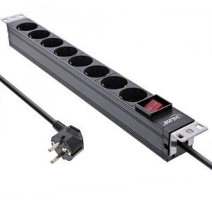 In linea 19" Multipresa - Contatto protettivo a 8 vie - con interruttore - 2 m - nero