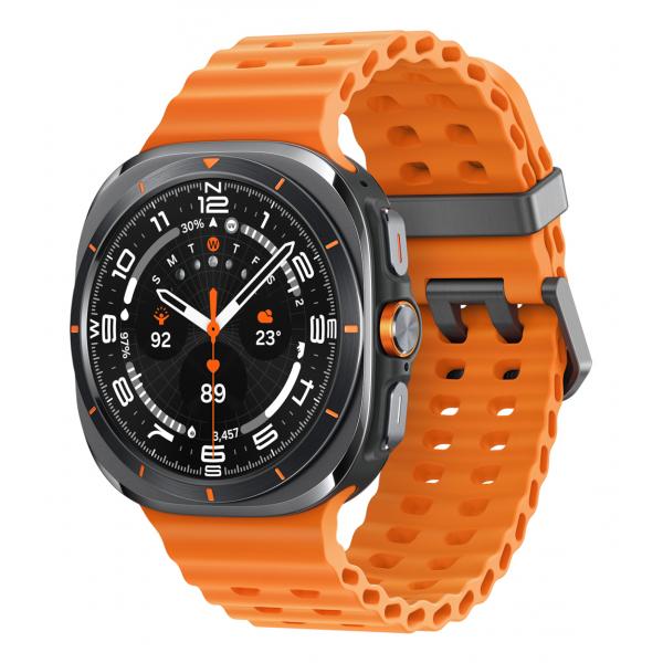 Samsung Galaxy Watch Ultra - 47 mm - titanio - smartwatch con cinturino marino - caucciù - arancione - misura cinturino: S/M/L - display 3,8 cm (1,5")