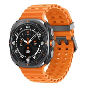Samsung Galaxy Watch Ultra - 47 mm - titanio - smartwatch con cinturino marino - caucciù - arancione - misura cinturino: S/M/L - display 3,8 cm (1,5")