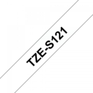 Brother TZe-S121 - Adesivo extra forte - Nero su trasparente - Rotolo (0,9 cm x 8 m)