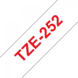 Brother TZe-252 - Adesivo standard - Rosso su bianco - Rotolo (2,4 cm x 8 m)