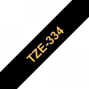 Brother TZe-334 - Autoadesivo - oro su nero - rotolo (1,2 cm x 8 m)