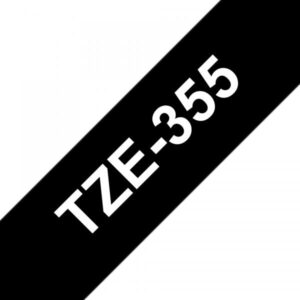 Brother TZe-355 - Autoadesivo - Bianco su nero - Rotolo (2,4 cm x 8 m)