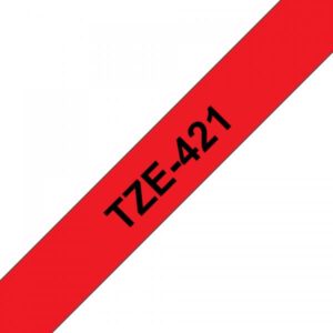 Brother TZe-421 - Autoadesivo - nero su rosso - rotolo (0,9 cm x 8 m)