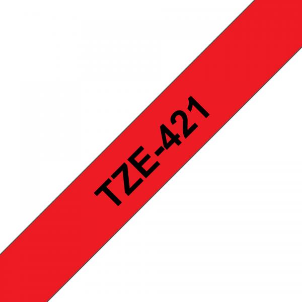 Brother TZe-421 - Autoadesivo - nero su rosso - rotolo (0,9 cm x 8 m)