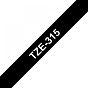 Brother TZe-315 - Adesivo standard - Bianco su nero - Rotolo (0,6 cm x 8 m)