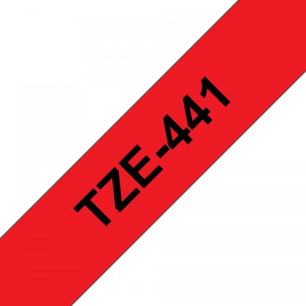 Brother TZe-441 - Adesivo standard - Nero su rosso - Rotolo (1,8 cm x 8 m)