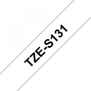 Brother TZe-S131 - Adesivo estremamente forte - nero su trasparente - rotolo (1,2 cm x 8 m)