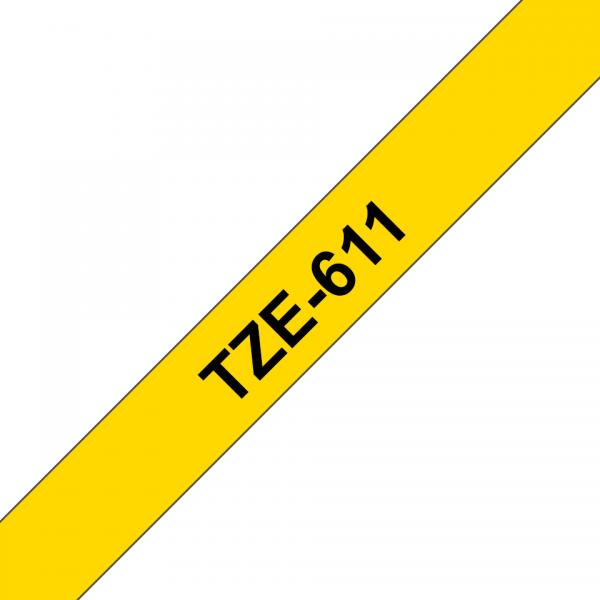 Brother TZe-611 - Nero su giallo - Rotolo (0,6 cm)