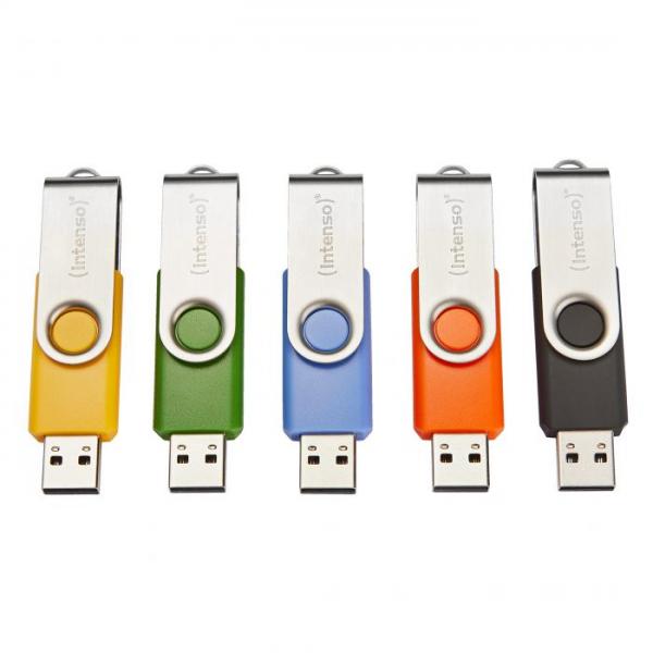 Intenso Basic Line, 32 GB, USB Typ-A, 2.0, 28 MB/s, Drehring, Schwarz, Blau, Grün, Orange, Gelb