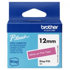 Brother BTAG-P35 - Bianco su rosa - Rotolo (1,2 cm x 4 m)