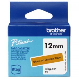 Brother BTAG-T31 - Nero su arancione - Rotolo (1,2 cm x 4 m)
