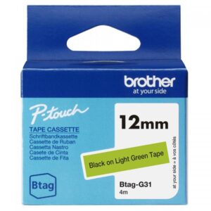 Brother BTAG-G31 - Nero su verde chiaro - Rotolo (1,2 cm x 4 m)