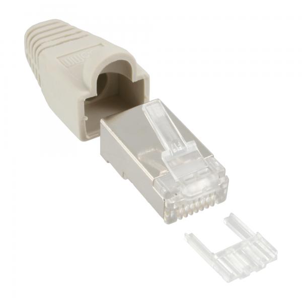 Confezione InLine da 10 crimpature. RJ45 protetto - con protezione antipiega e amp; Ausiliario per l'infilatura - beige