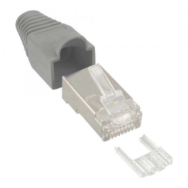 Confezione InLine da 10 crimpature. RJ45 protetto - con protezione antipiega e amp; Ausiliario per l'infilatura - grigio